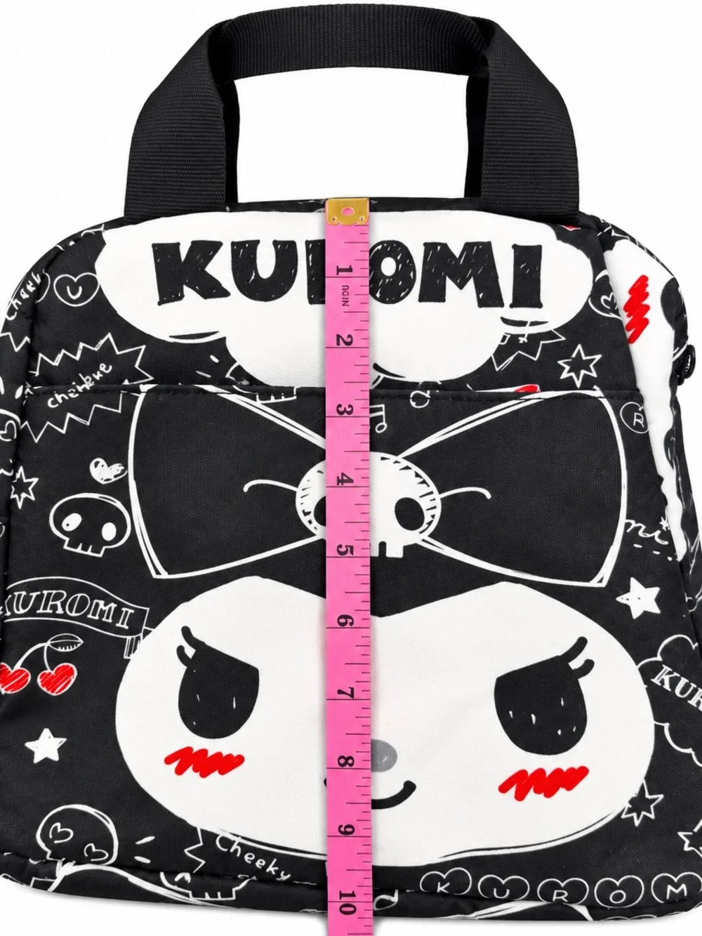 Kuromi Black White Red Insulated Lunch Bag Mini Tote Kawaii